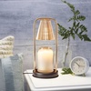 image:imageMikasa Electric Candle Warmer with Amber Glass Shade  138 Inch Lamp Warmer with Wooden Base 50 Watt Halogen Bulb Included Dimmer Switch Safe Flameless Fragrance for Home DcorAmber Double Arm