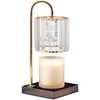 image:imageMikasa Electric Candle Warmer with Amber Glass Shade  138 Inch Lamp Warmer with Wooden Base 50 Watt Halogen Bulb Included Dimmer Switch Safe Flameless Fragrance for Home DcorClear Faceted