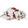image:imageMikasa Hope Joy Holiday Poinsettia Bone China Lightweight Chip Resistant 16 Piece Dinnerware Set Service for 4 Multicolor