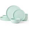 image:imageMikasa Madison Misty Pink Bone China Dinnerware Set 12Piece Service for 4 Includes Dinner Plates Salad Plates and Cereal Bowls Dishwasher SafeMint Green