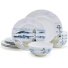 image:imageMikasa Quinn Lightweight Bone China 12 Piece Dinnerware Plate Bowl Set Service for 4Seaside