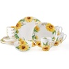 image:imageMikasa Sunflower Bone China Lightweight Chip Resistant 16 Piece Dinnerware Set Service for 4 Multicolor
