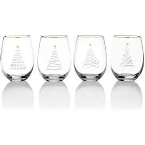 image:imageCelebrations by Mikasa Holiday Christmas Trees Stemless Wine Set of 4 18 Ounce