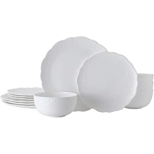 image:imageMikasa Abigail Bone China Lightweight Chip Resistant 12 Piece Dinnerware Set Service for 4 White