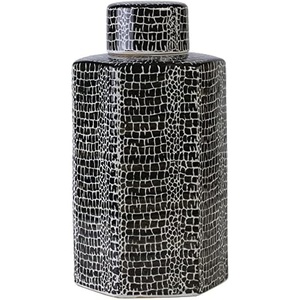 image:imageMikasa Blue Crackle Ceramic Canister Store Small Household Items or Display Faux Florals Black and White