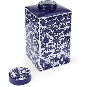 image:imageMikasa Blue and White Landscape Round Ceramic Ginger Jar Store Small Household Items or Display Faux Florals11 INCH
