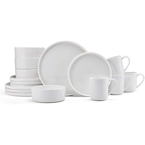image:imageMikasa Camila Bone China Lightweight Chip Resistant 16Piece Dinnerware Set Service For 4 White