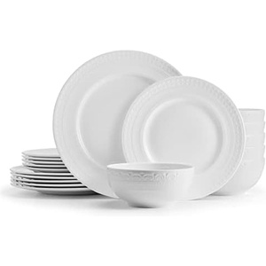 image:imageMikasa Crown White Chip Resistant 18 Piece Dinnerware Set Service for 6