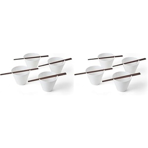 image:imageMikasa Delray Bone China Lightweight Chip Resistant Noodle Ramen Bowl with Chopsticks White Set of 4 475InchSet of 4 Pack of 2