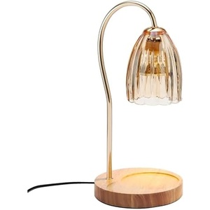 image:imageMikasa Electric Candle Warmer with Amber Glass Shade  138 Inch Lamp Warmer with Wooden Base 50 Watt Halogen Bulb Included Dimmer Switch Safe Flameless Fragrance for Home DcorAmber Tulip