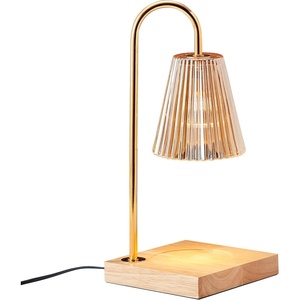 image:imageMikasa Electric Candle Warmer with Amber Glass Shade  138 Inch Lamp Warmer with Wooden Base 50 Watt Halogen Bulb Included Dimmer Switch Safe Flameless Fragrance for Home DcorAmber Fluted