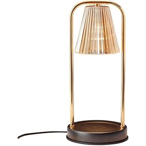 image:imageMikasa Electric Candle Warmer with Amber Glass Shade  138 Inch Lamp Warmer with Wooden Base 50 Watt Halogen Bulb Included Dimmer Switch Safe Flameless Fragrance for Home DcorAmber Double Arm
