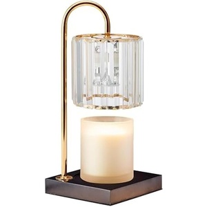 image:imageMikasa Electric Candle Warmer with Amber Glass Shade  138 Inch Lamp Warmer with Wooden Base 50 Watt Halogen Bulb Included Dimmer Switch Safe Flameless Fragrance for Home DcorClear Faceted