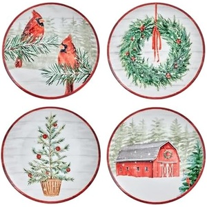 image:imageMikasa Holiday Countryside Christmas Bone China Salad Plates Set of 4 9 InchSet of 4  9 Inch