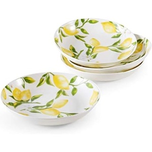 image:imageMikasa Lemons Bone China Lightweight Chip Resistant Set Of 4 Pasta Bowls 85 Inch 20 fl ozService For 4