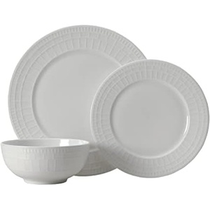 image:imageMikasa Lux Bone China Lightweight Chip Resistant 12 Piece Dinnerware Set Service for 4White