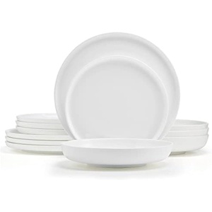 image:imageMikasa Miles Bone China Lightweight Chip Resistant 12 Piece Dinnerware Set Service for 4 WhiteMarion
