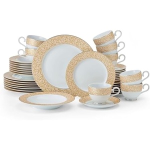 image:imageMikasa Parchment Gold 40 Piece Dinnerware Set Service for 8Parchment Gold