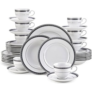 image:imageMikasa Parchment Gold 40 Piece Dinnerware Set Service for 8Platinum Crown Cobalt