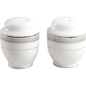 image:imageMikasa Platinum Crown Salt and Pepper Shaker Set  WhitePlatinum  L3428350