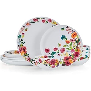 image:imageMikasa Quinn Lightweight Bone China 12 Piece Dinnerware Plate Bowl Set Service for 4Karina