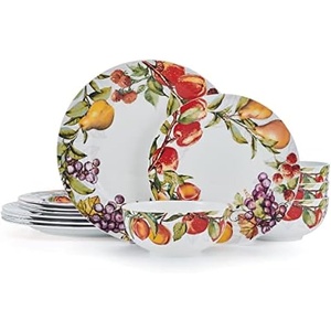 image:imageMikasa Quinn Lightweight Bone China 12 Piece Dinnerware Plate Bowl Set Service for 4Orchard