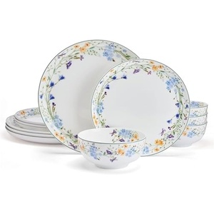 image:imageMikasa Quinn Lightweight Bone China 12 Piece Dinnerware Plate Bowl Set Service for 4Quinn