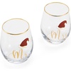 image:imageCelebrations by Mikasa Holiday Santa Hat Mr Mrs Stemless Wine Set of 2 18 Ounce18 Ounces