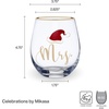 image:imageCelebrations by Mikasa Holiday Santa Hat Mr Mrs Stemless Wine Set of 2 18 Ounce18 Ounces