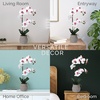 image:imageMikasa Artificial Orchid in Pot Real Touch Phalaenopsis Orchid Embossed Weave Cement Pot 16Inch Single Branch Watercolor PinkWhitePink