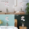 image:imageMikasa Artificial Orchid in Pot Real Touch Phalaenopsis Orchid Embossed Weave Cement Pot 16Inch Single Branch Watercolor PinkWhitePink