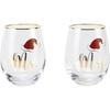 image:imageCelebrations by Mikasa Holiday Santa Hat Mr Mrs Stemless Wine Set of 2 18 Ounce18 Ounces