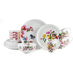 image:imageMikasa Butterfly Garden Bone China Lightweight Chip Resistant 16Piece Dinnerware Set Service For 4