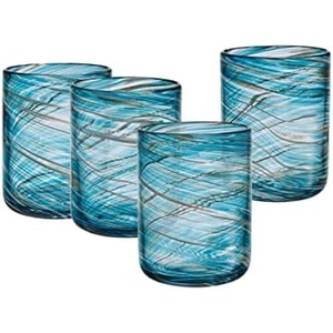 image:imageMikasa Color Swirl Stemless Wine Glass 4 Count Pack of 1 Blue15 Ounces