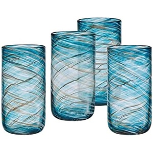 image:imageMikasa Color Swirl Stemless Wine Glass 4 Count Pack of 1 Blue18 Ounces
