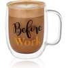 image:imageMikasa Caffeine Double Wall Glass Mug and Stemless Wine Glass Set of 2 ClearWork
