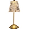image:imageMikasa Acrylic and Metal Rechargeable Cordless LED Lamp with Clear Shade 59x59x11 InchGold Tapered Drum Shade