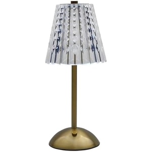 image:imageMikasa Acrylic and Metal Rechargeable Cordless LED Lamp with Clear Shade 59x59x11 InchGold Tapered Drum Shade