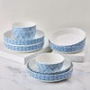 image:imageMikasa Dillon Bone China Lightweight Chip Resistant 9 Piece Dinnerware Bowl Set Service for 3 BlueBlue
