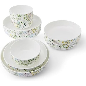 image:imageMikasa Dillon Bone China Lightweight Chip Resistant 9 Piece Dinnerware Bowl Set Service for 3 BlueMulticolor
