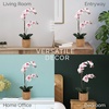 image:imageMikasa Artificial Orchid in Pot Real Touch Phalaenopsis Orchid Embossed Caning Cement Pot 16Inch Single Branch RosewoodWatercolor Pink