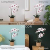 image:imageMikasa Artificial Orchid in Pot Real Touch Phalaenopsis Orchid Embossed Caning Cement Pot 16Inch Single Branch RosewoodWhitePink